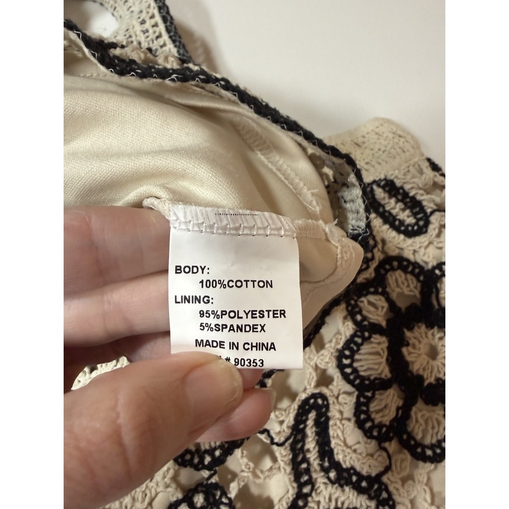 Rebellion Boho Crochet Crop Top & Shorts Set Size S Black Beige - Picture 3 of 3